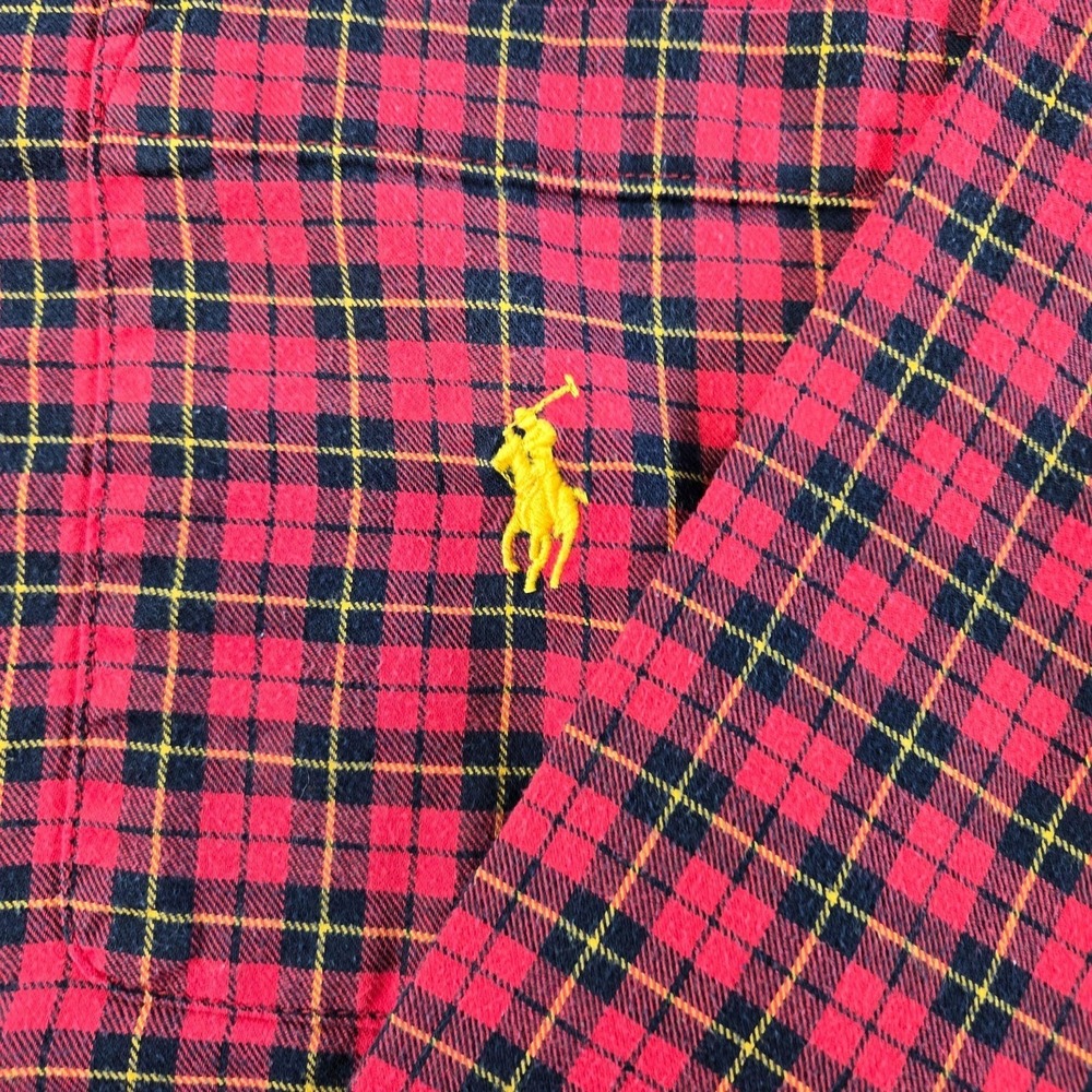 Polo Ralph Lauren Pajama Set Mens M Red Plaid Flannel 2 Piece Sleepwear - Picture 10 of 16